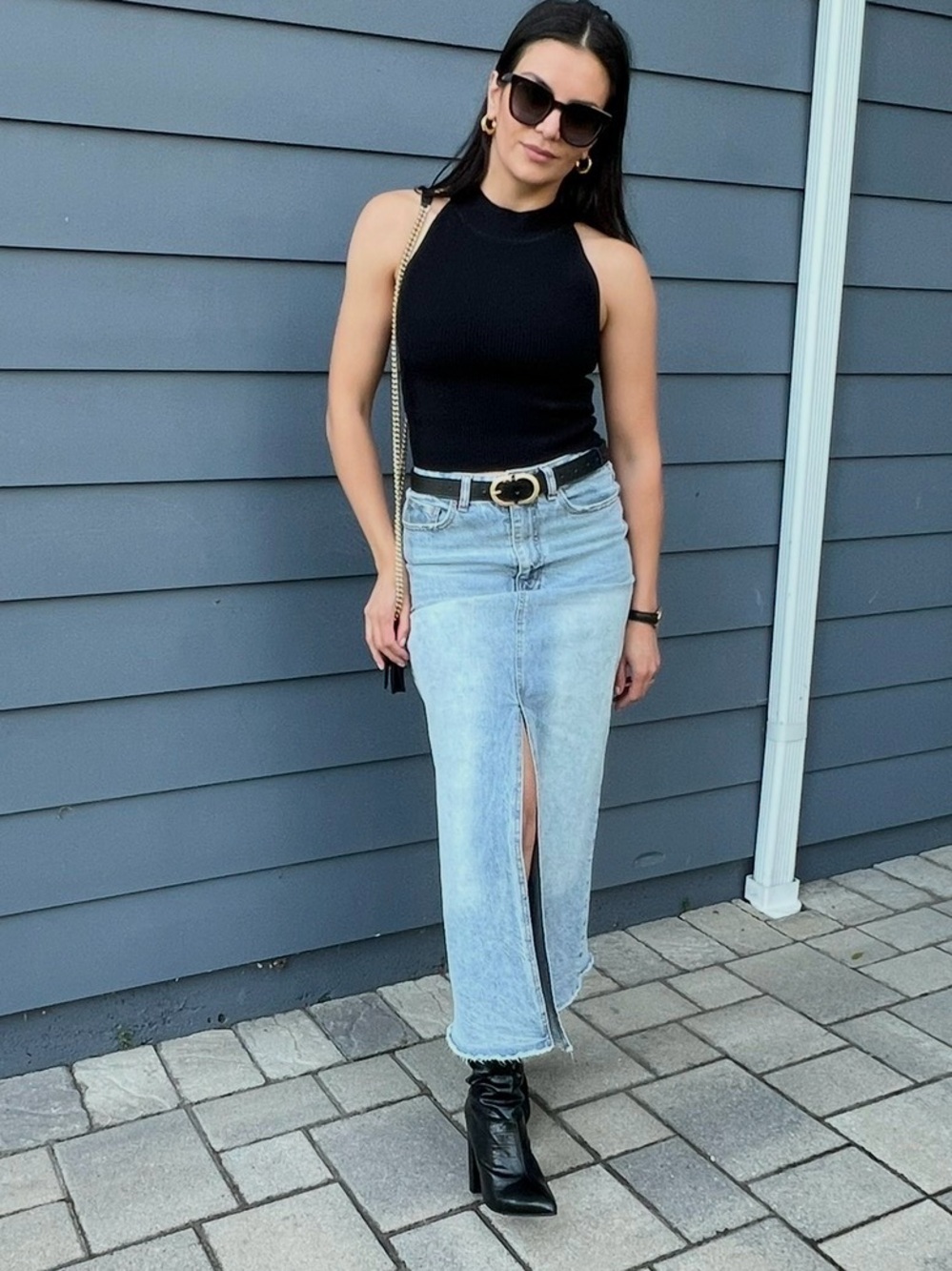 Habitual maxi Light Blue Denim Jeans Skirt with Front Slit